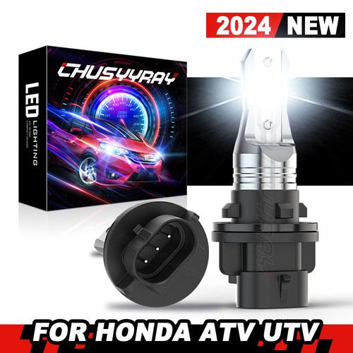 3 Pin Base LED Headlight Bulbs x2 Low Beam Fits 2006 Yamaha rhino 660