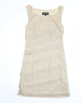 Connected Apparel Damen Gold Polyestermischung Etuikleid Größe 6