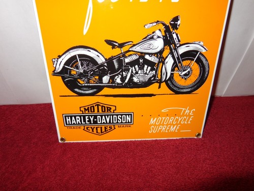 8 x 11 in HARLEY DAVIDSON MOTORCYCLES ADV. SIGN HEAVY METAL PORCELAIN - S 338A - Picture 4 of 7