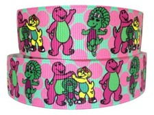 Barney and Friends Repeat Pattern 1" Wide Ribbon Sold by the Yard