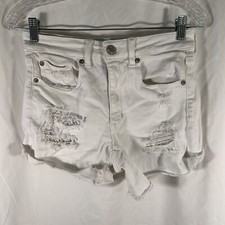 Old Navy Jean Shorts Women's 6 White Distressed Next Level Stretch Cotton Blend