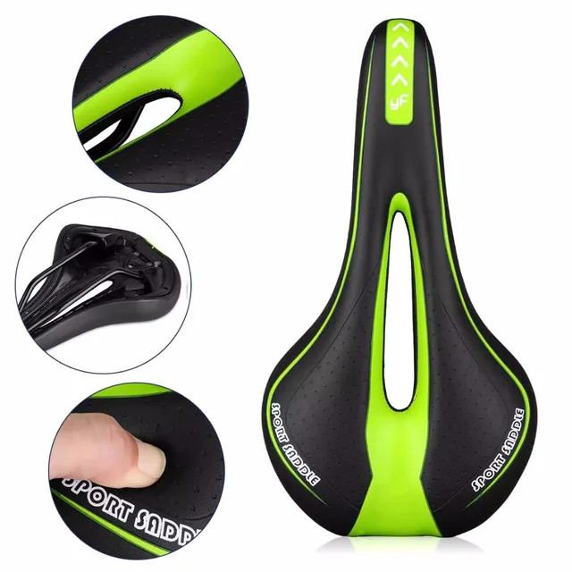 Selle de vélo gel verte unisexe pour VTT et cyclisme sur route