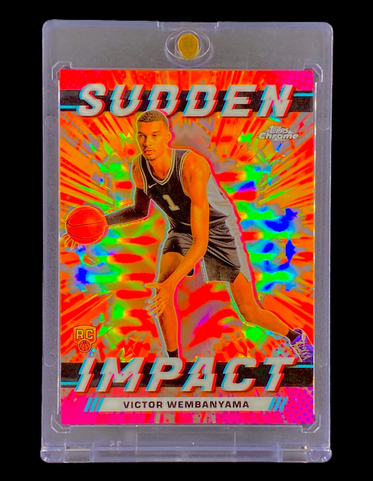 VICTOR WEMBANYAMA ORANGE EXPLOSION ROOKIE REFRACTOR Silver Prizm Chrome - SPURS