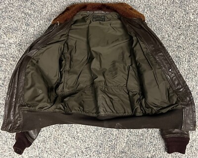 VINTAGE MEN'S TYPE G-1 CHOCOLATE BROWN LEATHER FLIGHT JACKET 38