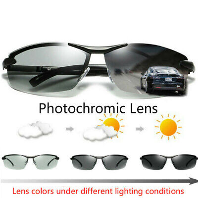Men's Photochromic Polarized Sunglasses UV400 Transition Lens Driving Glasses