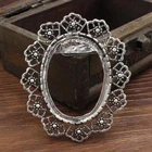 Oval Cabochons Glass Frame Bezel Settings Brooch Base for Cameos Patterns Making