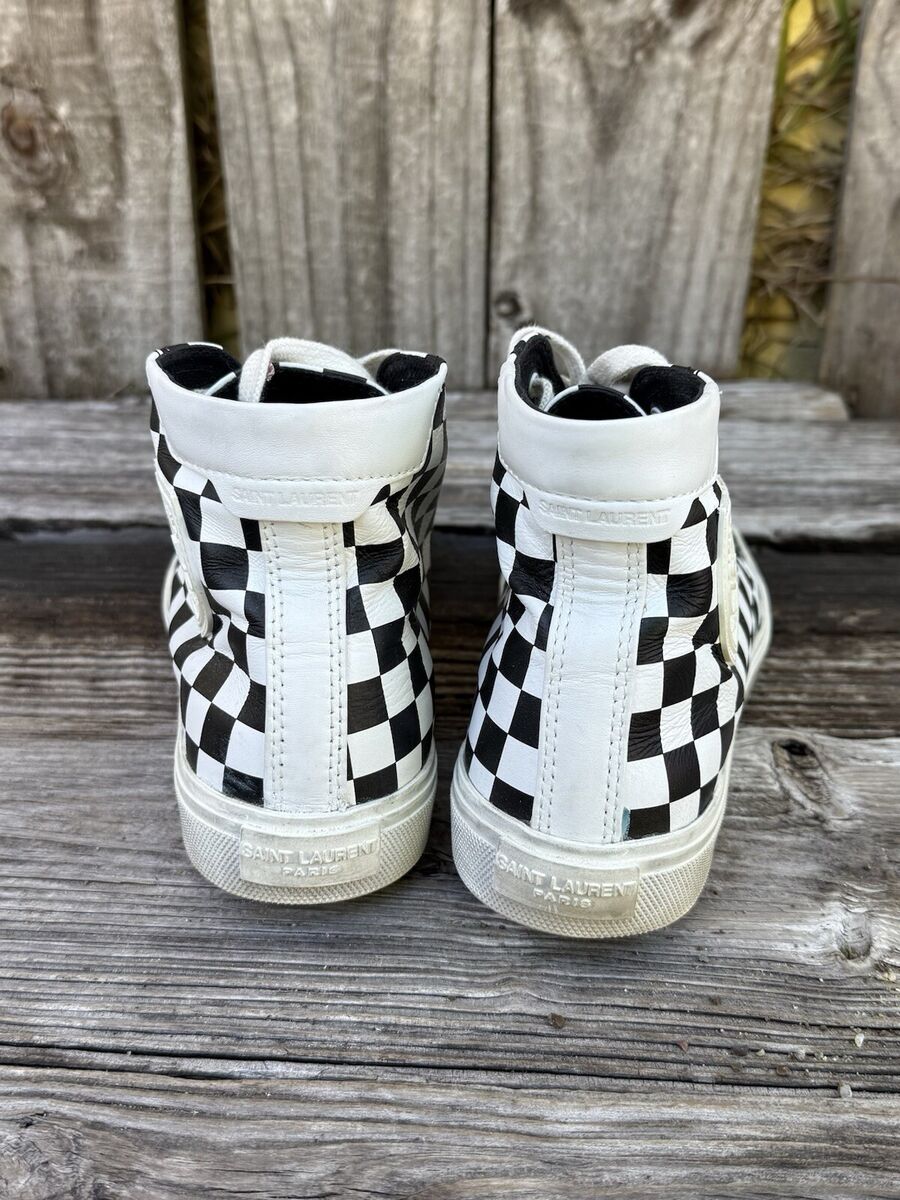 Saint Laurent Women's Checker High Top Sneakers Shoes Size Saint Laurent Women's Checker High Top Sneakers Shoes Size