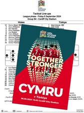 WALES v TURKEY 6 September 2024 UEFA NL FAN 16 pages + OFFICIAL LU