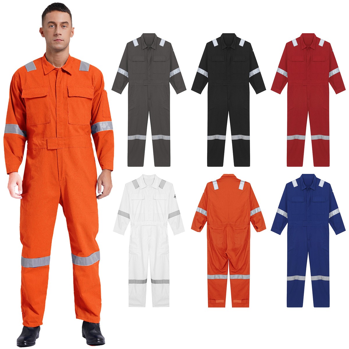 Men Jumpsuit Cotton Coveralls Zipper Front Overalls Cosplay Costume Rompers
