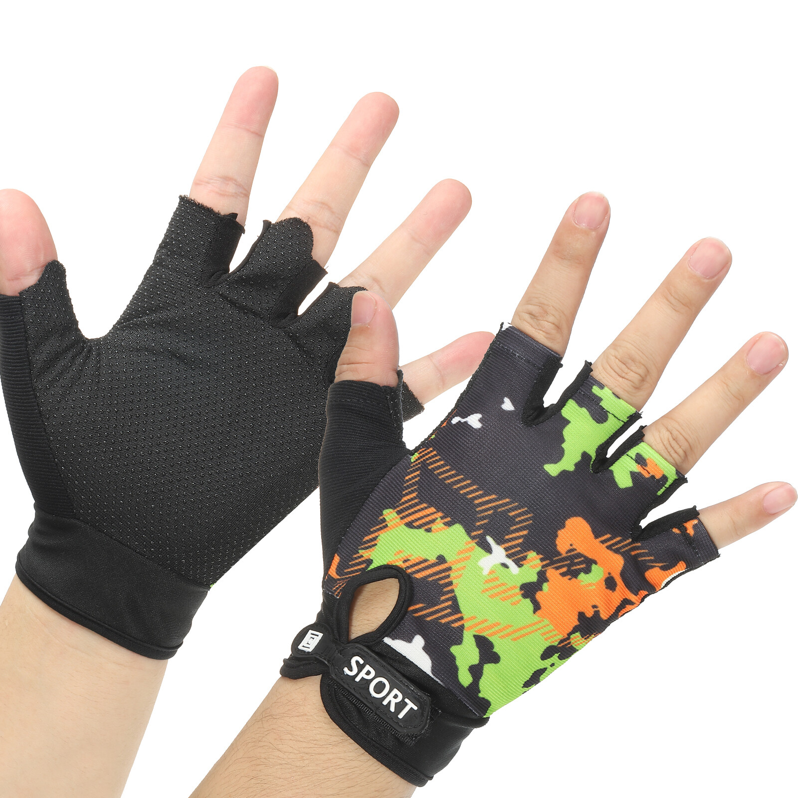 Weight Lifting Gloves for Men and Women Fitness Size M, Camouflage Orange