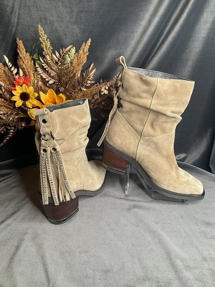 ¡Nuevo! VINCE CAMUTO Dremmie Botín Marrón Gamuza Talla 7M DD326 Dremmia Foto 3 de 4