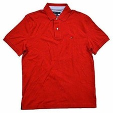 Tommy Hilfiger Mens Custom Fit Interlock True Red Polo Shirt Size Medium