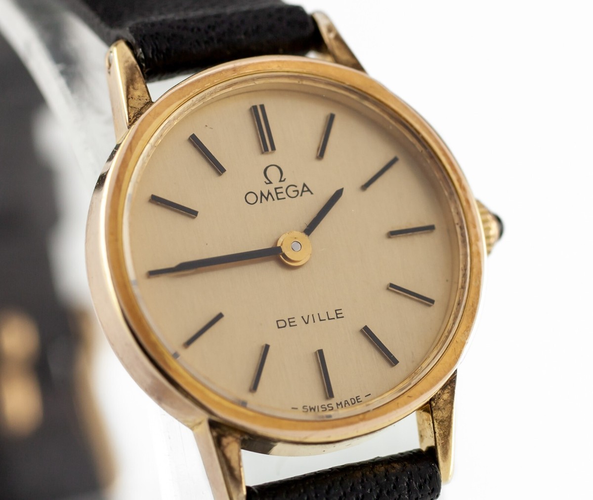 Omega Women's Gold-Plated Deville Hand-Winding Watch w/ Leather
