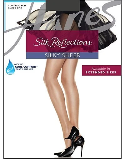 Hanes Pantyhose Silk Reflections Sheer Toe Control Top Cool Comfort style 717