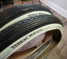 NOS FELT 24x3 Thickbrick Thick Brick Bike Bicycle Tires Whitewall  Cruiser Set