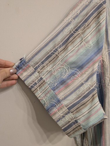 Marks & Spencer Blouse Short Sleeve V Neck Bright Stripes Embroidered Size 22 - 第 5/7 張圖片
