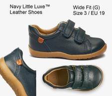 Next Little Luxe Navy Leder Jungen Schuhe Klettverschluss Gr. 3 G (weite Passform)
