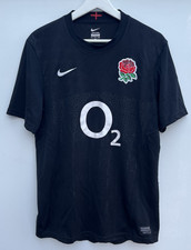 Nike England 2011/12 Away Rugby Shirt Mens Small Black O2 Short Sleeve