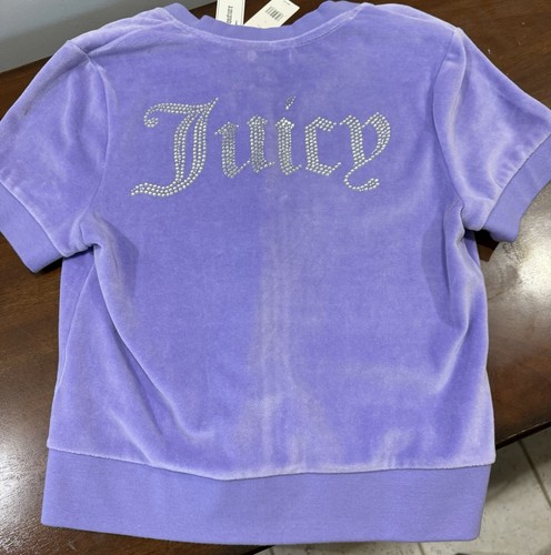 Juicy Couture Women’s Freesia Front Zip Velour Bling Full Zip Shirt (L) $89 - Picture 3 of 5