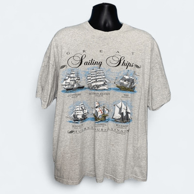 Vintage Finland Great Sailing Ships Tall Ship Races Tourism Graphic Tee Shirt L