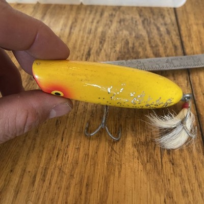 Vtg wooden striper popper yellow 4 length 1 oz Surf Plug Striped Bass  Blues | eBay