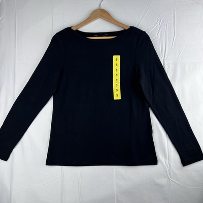 Banana Republic Womens Long Sleeve Top Black Stretch Shirt Size S New