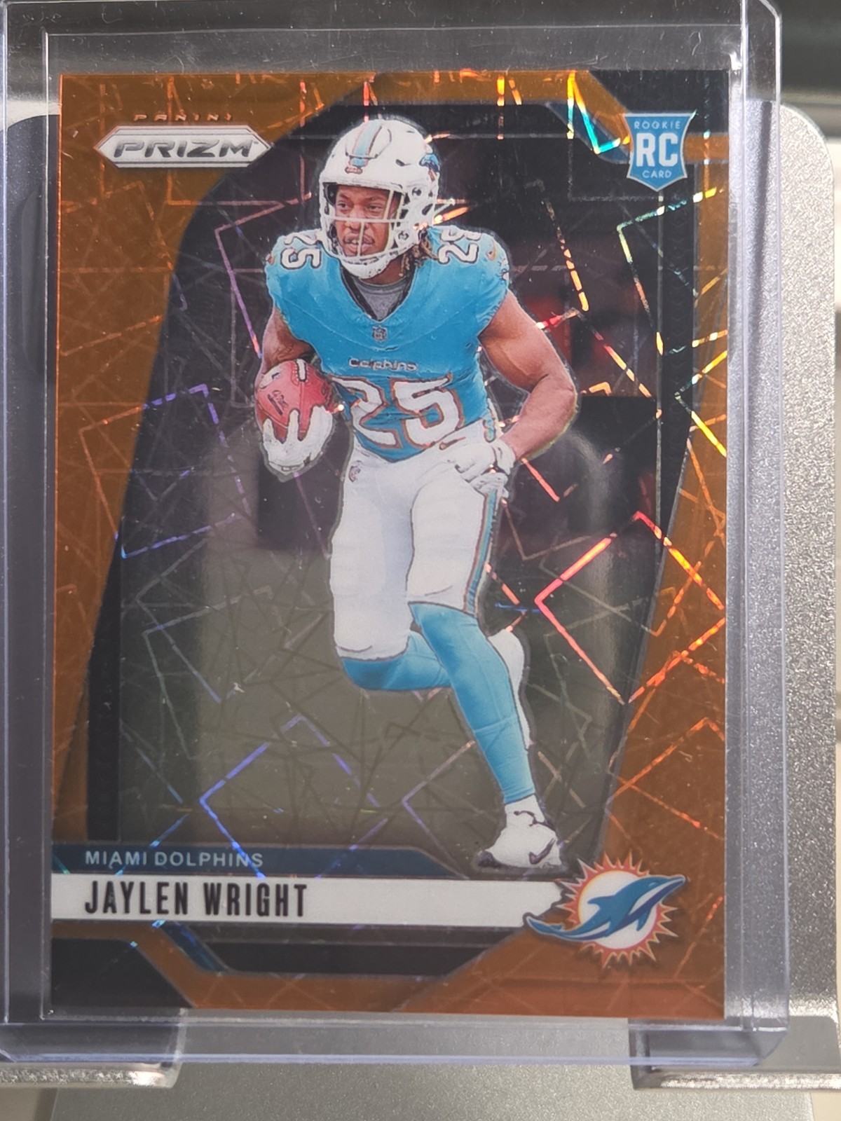 2024 Panini Prizm Rookies Jaylen Wright #348 Orange Lazer Prizm (RC) Dolphins RB