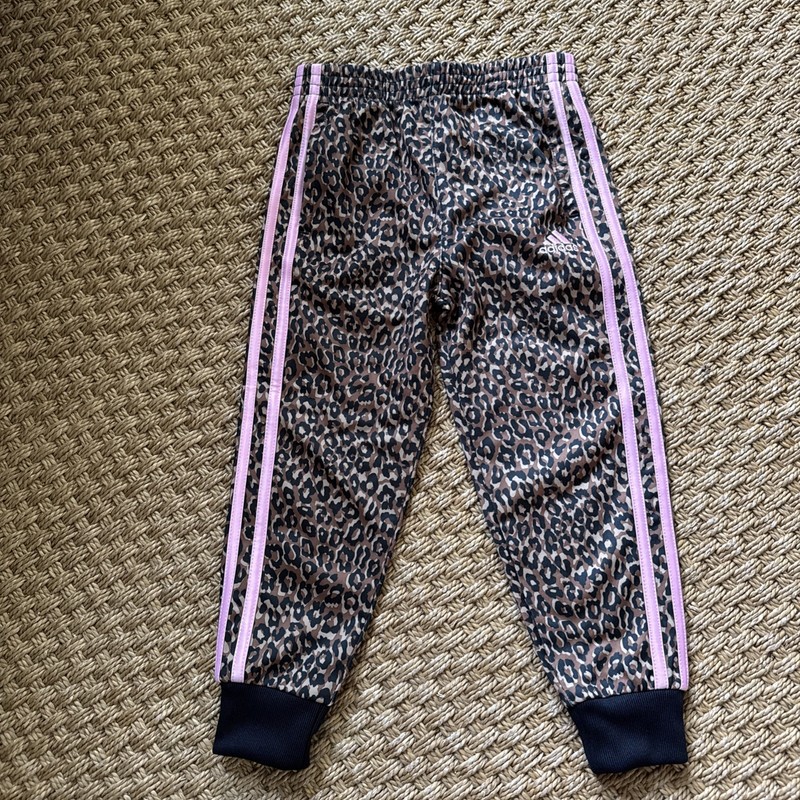 Girls 4T Adidas Joggers Animal Print Pink Stripes EUC