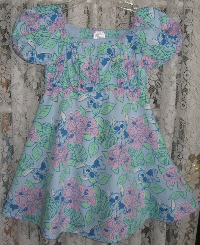 LILO & STITCH DISNEY STITCH FLORAL FLARED DRESS GIRLS XS 4-5 SHIP FREE TO U.S.