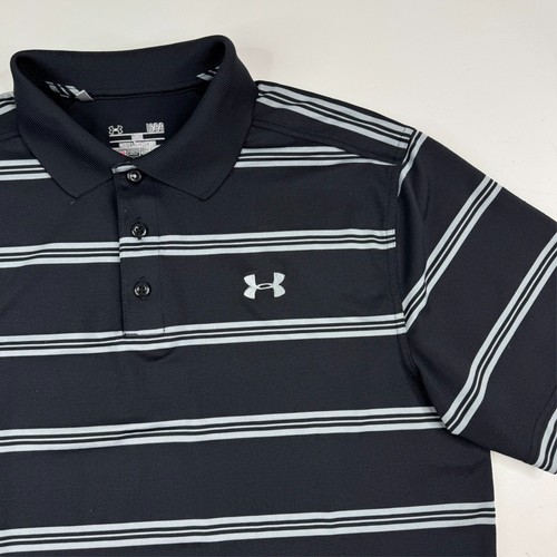 Under Armour Heatgear Herren Large schwarz grau gestreift Polyestermischung Polo - Bild 3 von 8
