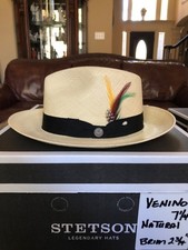 Stetson Venino 12 Grade Panama Shantung Straw Natural Flaw 7 1/4 Panama Straw
