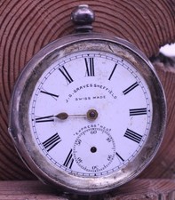 J.G. GRAVES SHEFFIELD SWISS KEYWIND 935 SILVER MEN'S POCKET WATCH 49.3mm BN 
