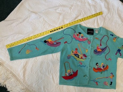Michael Simon Aqua Water Activities cardigan sweater Medium