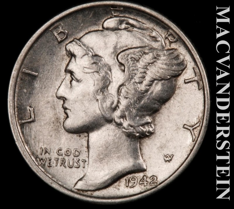 1942 Silver Mercury Dime - Scarce  High Grade  Lustrous  No Reserve  #L7244
