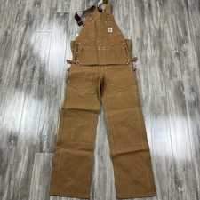 Vintage Carhartt Brown Duck Bib Overalls 30x34 66FB W/nail Apron USA made NOS