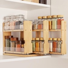 Bamboo Pull Out Spice Rack Organizer Cabinet 3 Slide-Out Drawers 2" 3"
