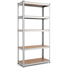 72'' Heavy Duty Steel 5 Level Garage Shelf Storage Adjustable Shelves Silver