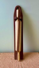 Hand Turned Layered Multi Wood 21" Rolling Pin With 23  Wall Holder Handmade