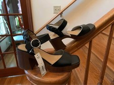NWT Women's Size 9 No Boundaries Black Open Toe Block Heels Sandals Shoes