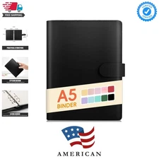 A5 Binder 6 Ring, Refillable Notebook Planner Cover, Small Leather Organizer ...