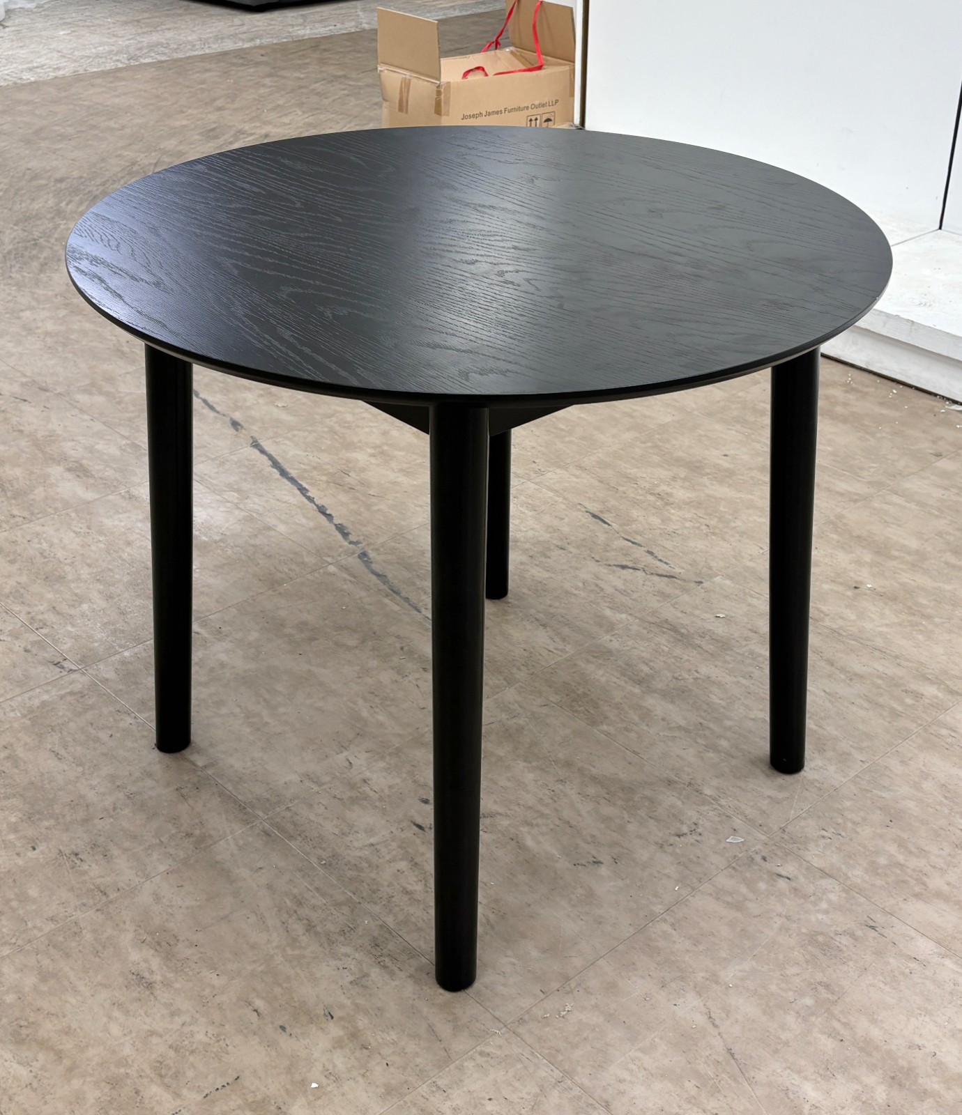 ‘Doolin’ Dining Table Black Wooden Circular Round Solid Modern