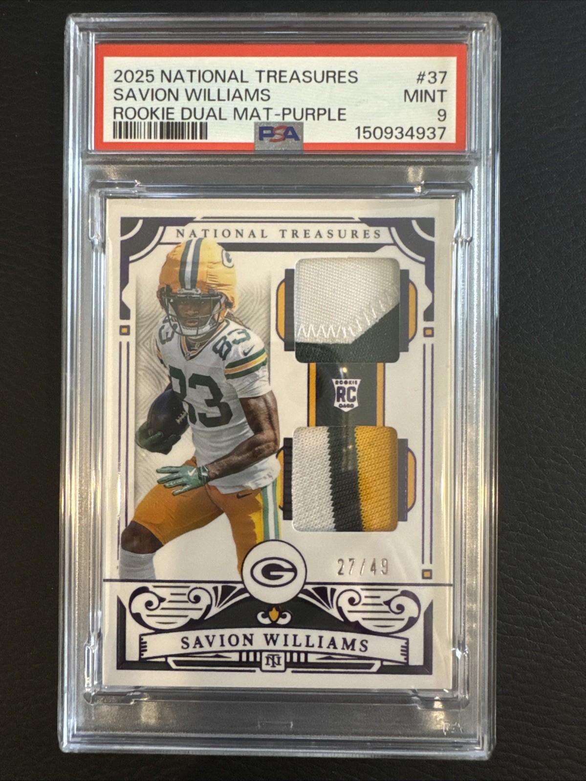 Savion Williams Panini National Treasures Rookie Dual Materials #37 Purple