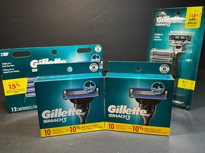  Mixed Lot Of 38 Gillette Mach3 Men's Razor Refill Cartridges + 1 Razor Handle
