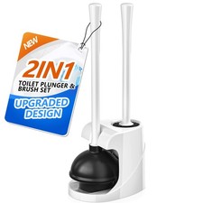 Toilet Plunger and Brush with Holder, Bowl Brush and Heavy Duty Toilet Plunge...