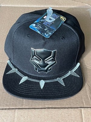 Marvel Black Panther Logo Black Ball Cap Hat Adjustable Snapback One Size