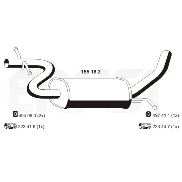 Ernst MittelschalldäMpfer SchalldäMpfer FüR VW Touran 1T1 1T2 155182-image