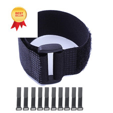 HUAPX Fastening Hook and Loop Cable Straps,10Pack Black 1" x 16",