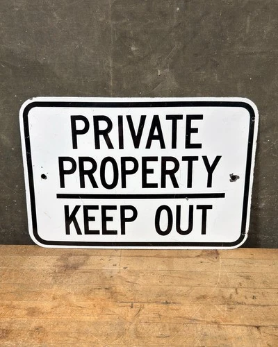 Vintage Single-Sided Porcelain Private Property Keep Out Fence Gate Sign