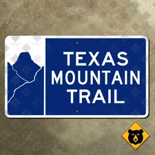 Texas Mountain Trail highway road sign scenic route Heritage 1998 21x12