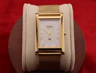 ⌚✨ Vintage Seiko Slim Quartz Gentlemen's White Dial , Golden Mesh Band Watch